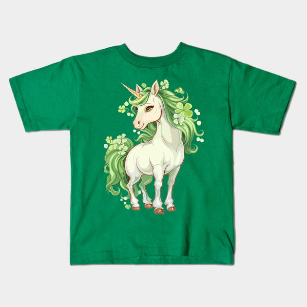 Unicorn St. Patricks Day Kids T-Shirt by Wintrly